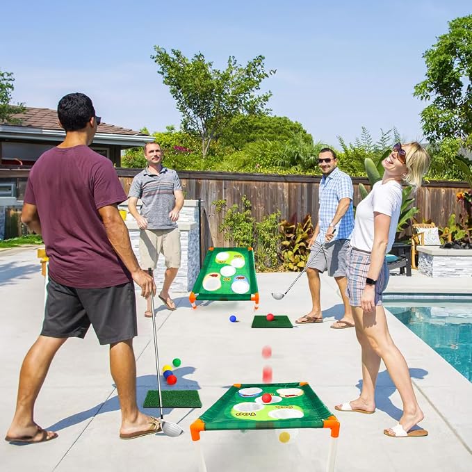 TOY Life Golf Cornhole Game Golf Corn Hole Set Chipping Golf Game Adults Kids Backyard Golf Game Golf Yard Corn Hole Game Golf Training Equipment Chipping Outdoor Indoor Golf (NO Club Included)