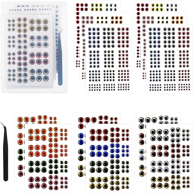 Fish Eyes for Lure Making Supplies: 1530Pcs 3D 4d 5d Fishing Lure Eyes 3mm 4mm 5mm 6mm 8mm 10mm Assortment for Fly Tying Materials