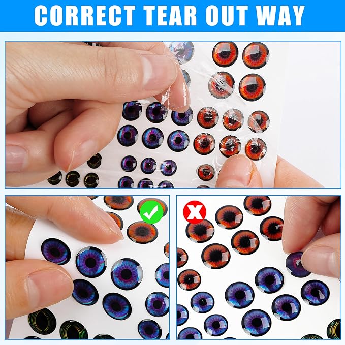 1347pcs Fishing Eyes 3D/4D/5D Realistic Fish Lure Eye for Lures Making Fishig Bait Fly Tying Streamers Lures Crafts 3 mm/ 4 mm/ 5 mm/ 6 mm/ 8 mm/ 10 mm