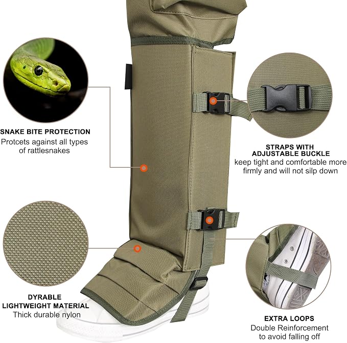 Snake Gaiters and Chaps for Men and Women - Waterproof Guards, Adjustable Protection for Legs