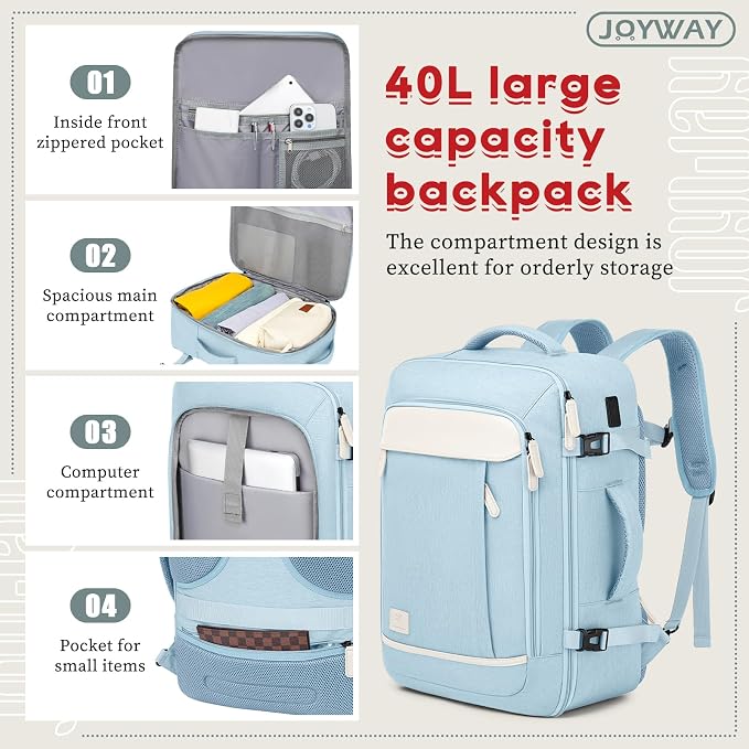 Joyway Expandable Luggage Sets 5 Piece, Lightweight Hard Shell Travel Suitcase Set with Spinner Wheels and TSA Lock (5 piece set，LightBlue)