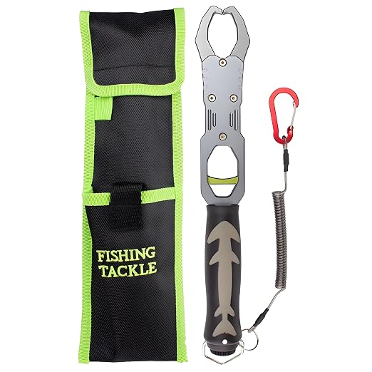Fish Gripper, Fish Scales Grabber, Fishing Scale Clip, Aluminium Alloy Lip Gripper Holder, Professional Fishing Multitool, 40 Pound Capacity, Weight Scale, 360 Degree Rotation