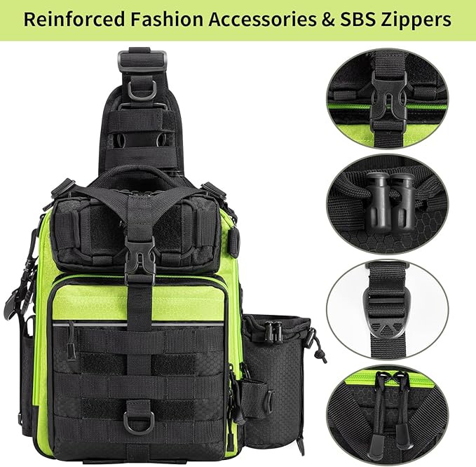 BLISSWILL Outdoor Tackle Bag - Large Water-Resistant Fishing Backpack