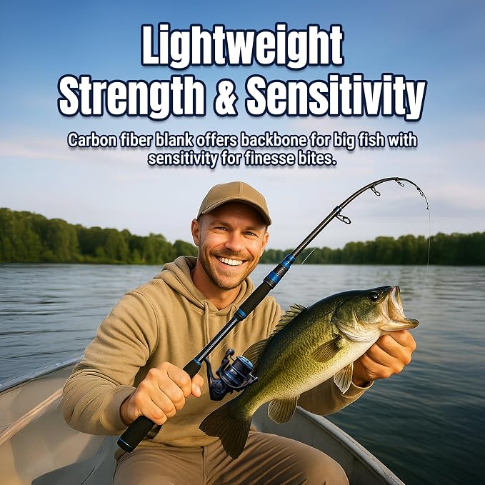 Reaction Tackle Telescopic Spinning Rod Series– Carbon Travel Fishing Rod – Collapsible Rod for Freshwater and Saltwater