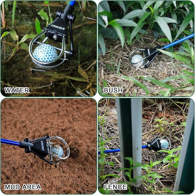 BOBOPRO Golf Ball Retriever Telescopic for Water,12Ft/15Ft Ball Retriever Tool Golf,Stainless Locking Head and Dual-Zip Headcover,Golf Ball Grabber with Non-Slip Handle,Aluminum Extendable Shaft