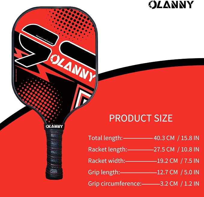 OLANNY Graphite Pickleball Paddles Set- Premium Rackets Fiber Face & Polymer Honeycomb Core Pickleball Set Includes Pickleball Paddles + Pickleball Balls+ Replacement Soft Grip + 1 Bag