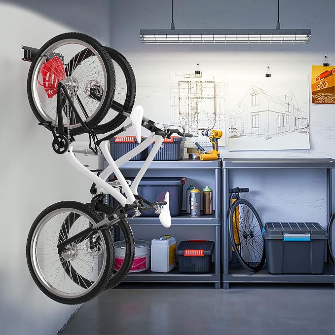 Ultrawall Garage Bike Rack Wall Mount for 2 Bicycles & 1 Helmet, and Stainless Steel Bike Storage Rack for 6 Bikes