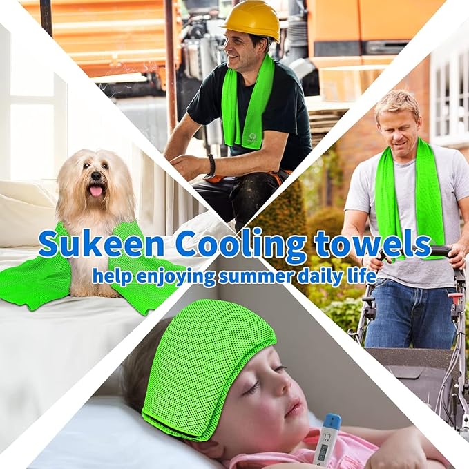 Sukeen Cooling Towels 12 Pack (40"x12") for Sweat, Breathable Chilly Gym Towels, Microfiber Cooling Towels for Neck and Face, Ice Towel for Yoga, Sports, Golf, Gym, Camping, Running, Fitness, Workout