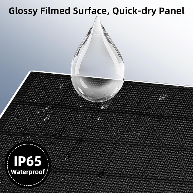 LIYVZ 5W Solar Panel for Security Camera, Solar Panel with Battery 8000mAh | Rechargeable Li-ion Battery, 3-in-1 Micro USB & USB C & DC, 25% High Efficiency, ETFE Film, IP65 Waterproof