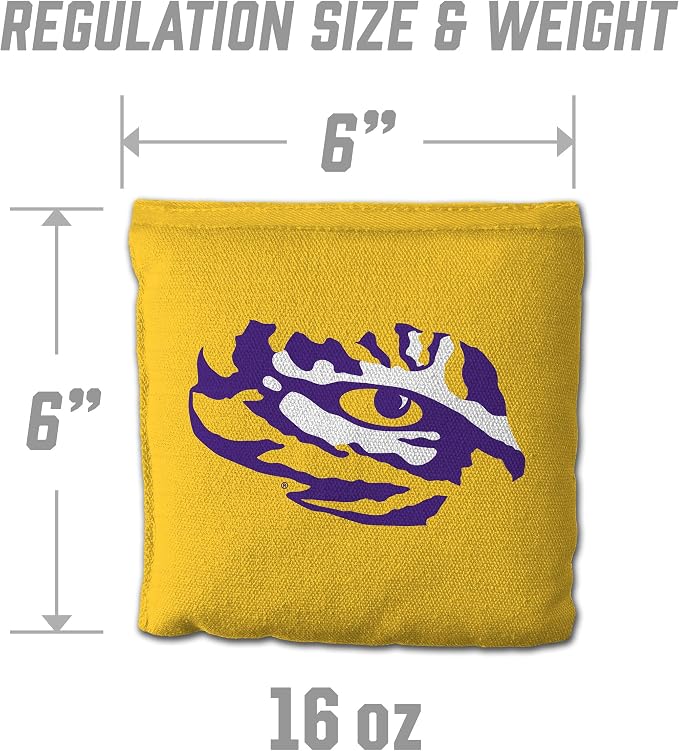 YouTheFan Officially-Licensed NCAA Set of 8 Cornhole Bags - All Weather Dual Sided Slide & Stop - Regulation Size with Carry case