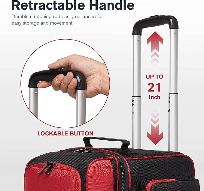 Single Roller Bowling Bag with Wheels, 1 Bowling Ball Bag with Separate Shoe Compartment and Retractable Handle Extends to 37.0 Inches, Padded Foam Ball Insert