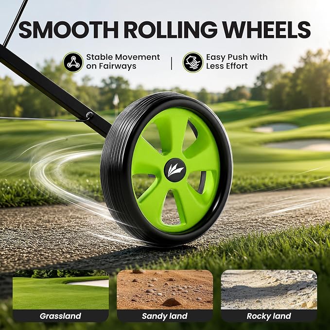 2-Wheel Golf Pull Cart – Lightweight Foldable Golf Push Cart with Durable Steel Frame, Adjustable Web Straps, Compact Design for Walking Golfers