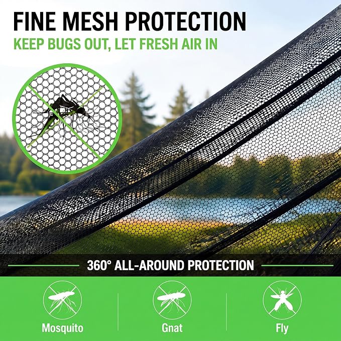 2 Pack Pop up Mosquito Tent for Camping 1 Person Instant Setup Foldable Bug Net Cot Tent with Ground Pin Portable Waterproof Screen Net for Cot Bed Hiking Summer Beach Outdoor