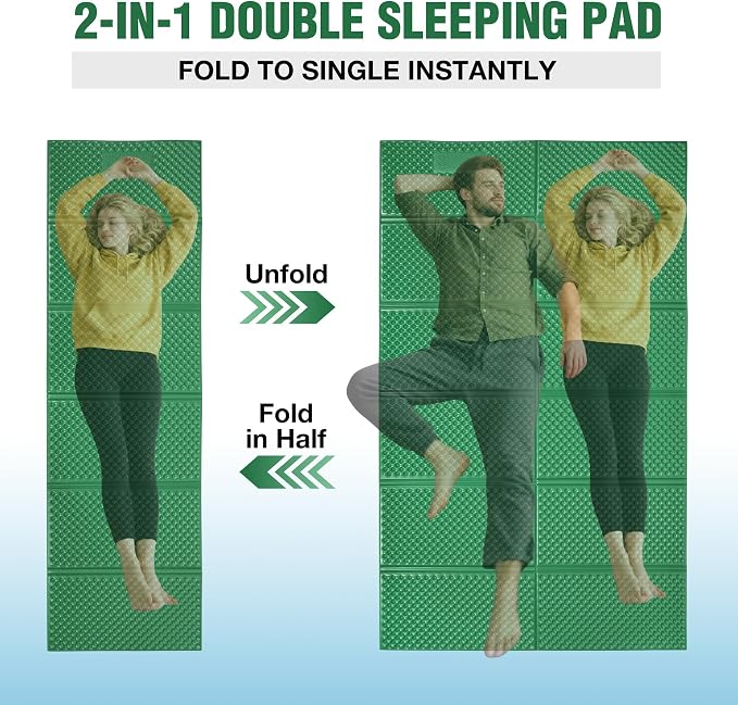 REDCAMP Foldable Foam Camping Pads for Sleeping, Waterproof Closed Cell Foam Camping Sleeping Pad - Ultra-Lightweight for Hiking & Backpacking, R-2.1 Insulated, Royal Blue/Grey/Green/Brown/Khaki