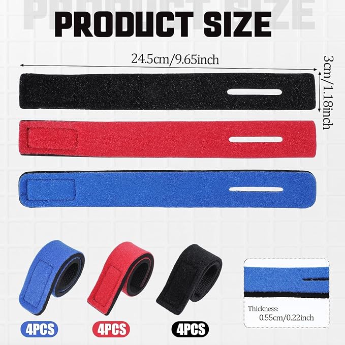 Fishing Rod Straps, Hook and Loop Reusable Pole Ties, Black, Red, and Blue, 12 Pack