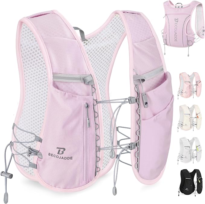 BECOJADDE 5L Running Vest for Women, Hydration Backpack Lightweight & Breathable for Trail Running, Marathon, Hiking, Cycling