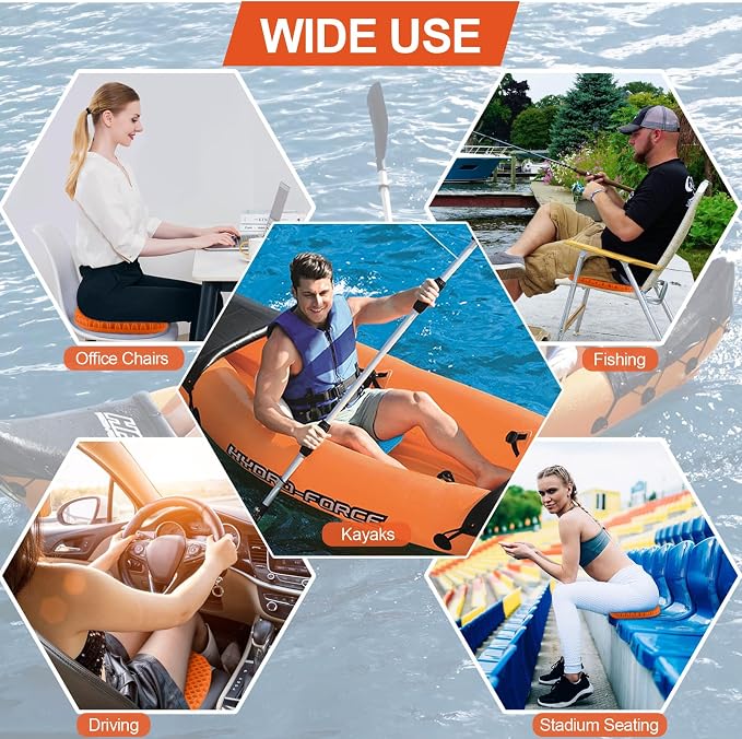 Anti Slip Kayak Seat Cushion,Thick Waterproof Seat Cushion Kayak Gel Seat Pad With Non-Slip Cover For Sit In Kayak Inflatable Kayak Canoe & Boat Kayak Accessories For Fishing Water Sports Outdoors