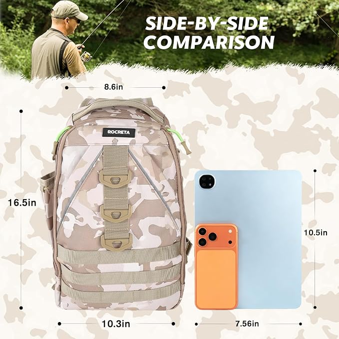Fishing Backpack with Tackle Boxes,Fishing Lure Kit and Tool | Waterproof Fishing Tackle Bag With Rod Holder, Sling Backpack wtih Fishing Gear, Fishing Gifts for Men Woman Anglers