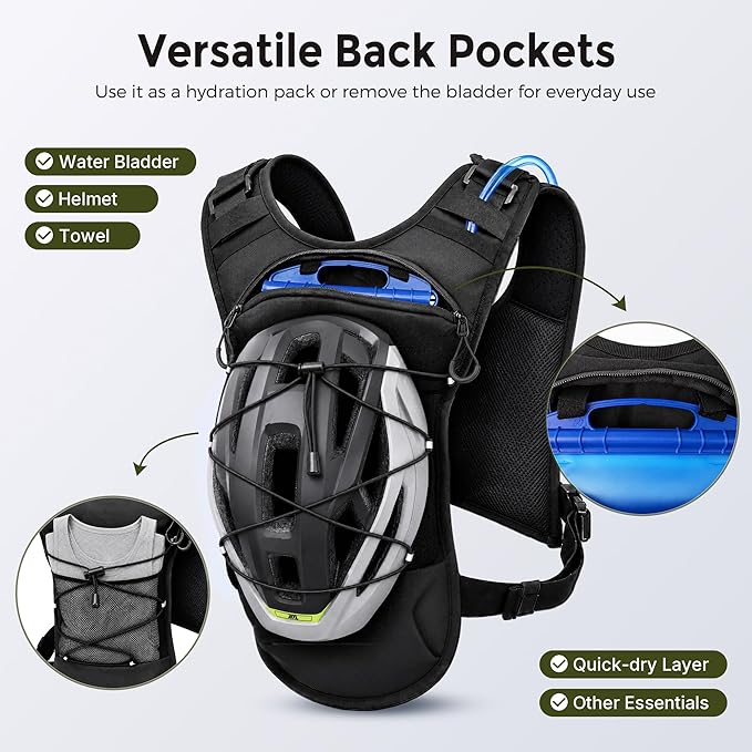 Running Vest for Men & Women – Water Backpack with Upgraded 2L Leak-Proof Bladder, No-Bounce Fit & 3-Pocket Organized Storage, Reflective Hydration Backpack for Running, Hiking & Cycling