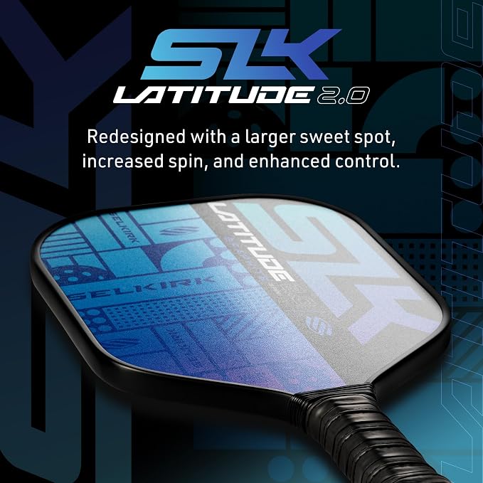 2024 SLK Latitude 2.0 Pickleball Paddle | G4 Graphite Pickleball Paddle Face | Rev-Core+ Technology with SpinFlex Surface | Redesigned for Performance and Control