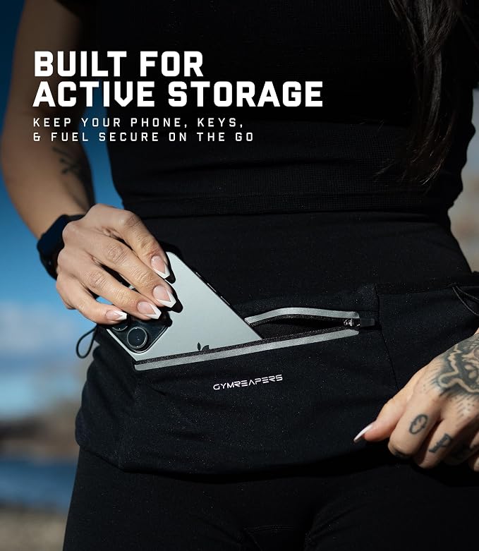 Gymreapers Running Belt Fanny Pack For Women & Men - Phone Holder Waist Belt Gifts For Runners, Joggers, Sports & Gym Workout - Lightweight Adjustable Waist Pouch For Running Gear Accessories