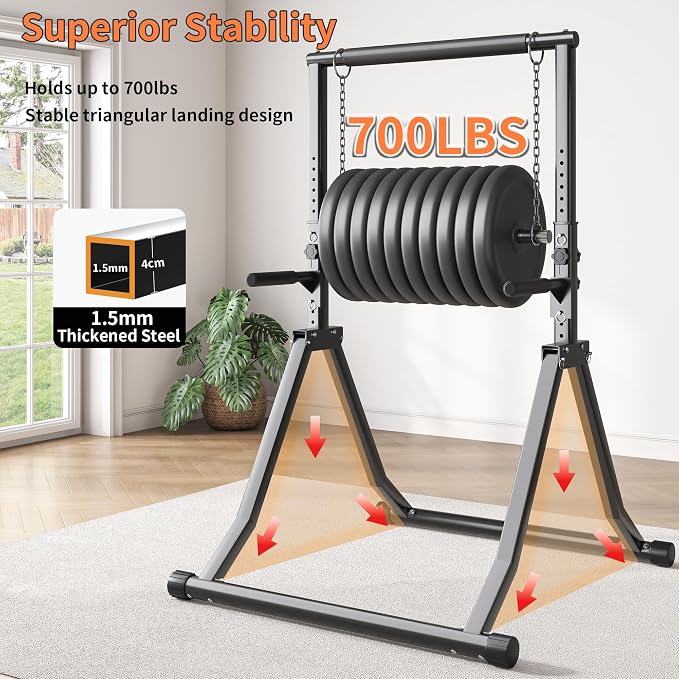 Foldable Power Tower Dip Station for Pull Ups, 58.3"-76.8" 12 Level 700 LBS, Adjustable Dip Handles & Assistance Bands Foldable Home Gym Equipment