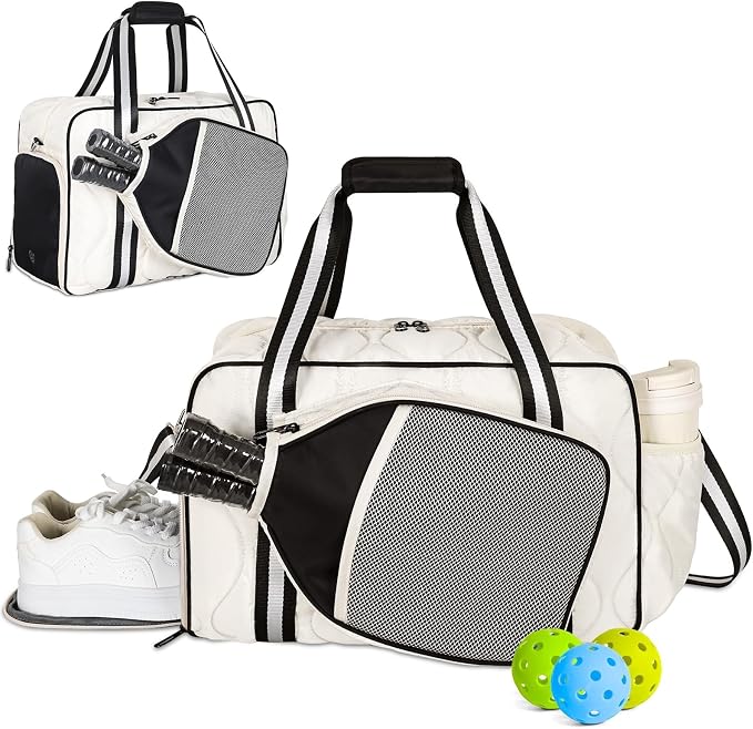 Jetviivid Pickleball Bag for Women with Paddle Pocket-Fits 2 Paddles, Puffer Pickleball Tote with Shoe Compartment & Fence Hook