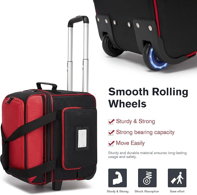 Single Roller Bowling Bag with Wheels, 1 Bowling Ball Bag with Separate Shoe Compartment and Retractable Handle Extends to 37.0 Inches, Padded Foam Ball Insert