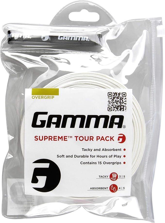 Gamma Sports Supreme Overgrip for Tennis, Pickleball, Squash, Badminton, and Racquetball Racquets, Multiple Pack Sizes and Colors