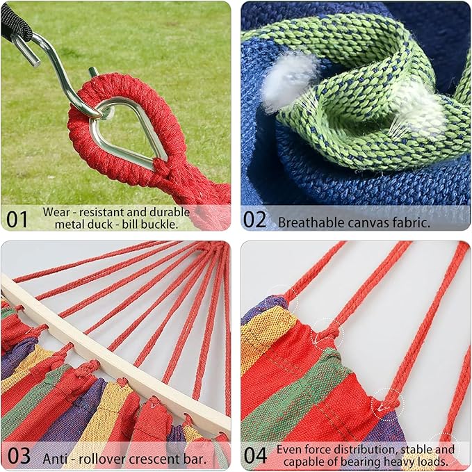 Portable Camping Hammock Lightweight Fabric Hammock for Backpacking, Beach, Patio, Backyard, Outdoor (Blue)