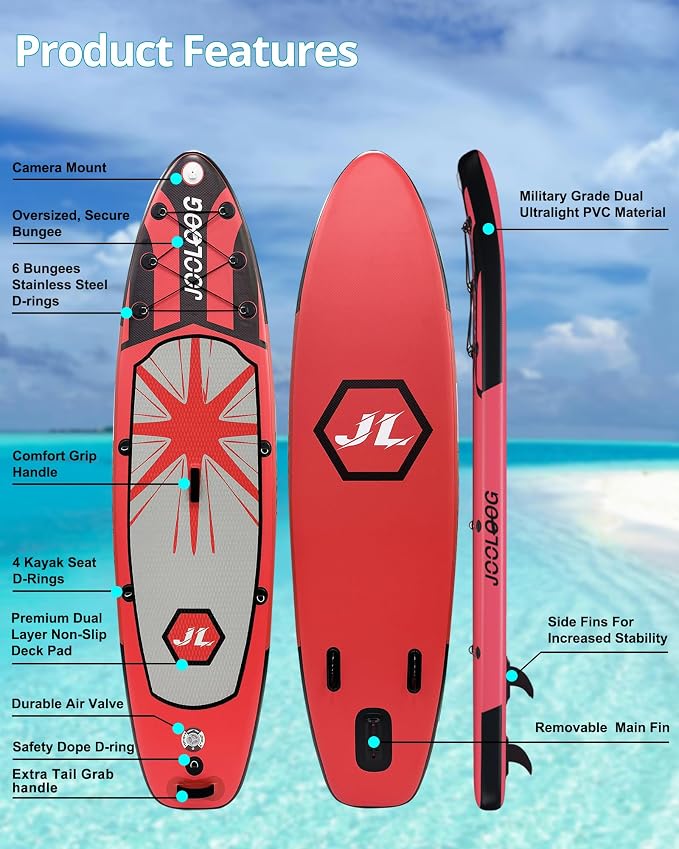 Inflatable Stand Up Paddle Board with Seat, 10'6"/10'5" SUP 440LBS, Recreational Paddleboard for Adults Beginners, Blow Up Paddle Board with Fishing Design, Camera Mount, Cooler Bag & Full Accessories