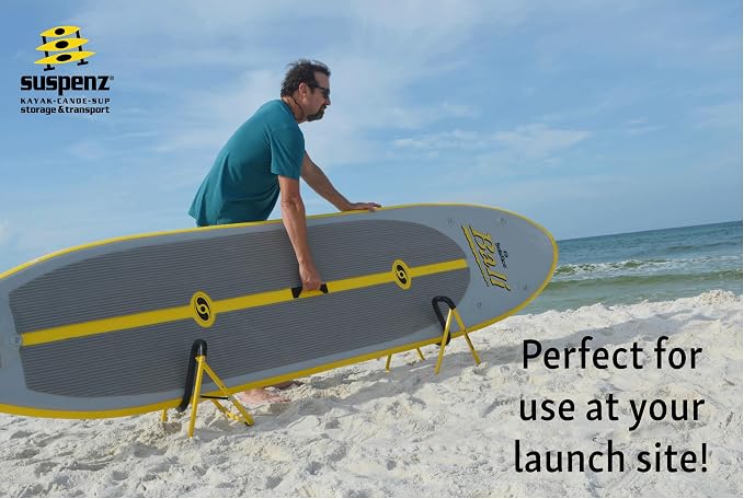Suspenz SUP Stands, Stand Up Paddle Board, Surfboard Foldable Racks, EZ-Fold Portable Stand, Yellow 22-1901