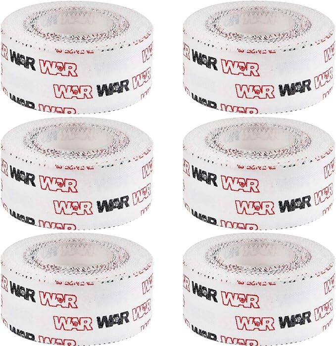 WAR Tape EZ Rip Premium Athletic Medical Sports Tape | No Sticky Residue | 30 ft Rolls | Best for Athletes & Trainers | Ideal for Fingers, Ankles, Wrists, and Equipment | 1 Inch (Pack of 6)