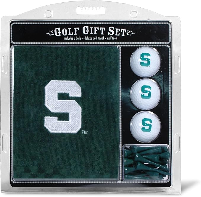 Team Golf NCAA Gift Set Embroidered Golf Towel, 3 Golf Balls, and 14 Golf Tees 2-3/4" Regulation, Tri-Fold Towel 16" x 22" & 100% Cotton