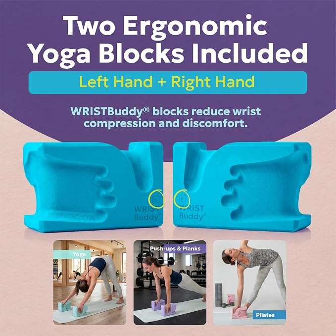 WRISTBuddy® Yoga Blocks 2-Pack (Left + Right) — Ergonomic, Hand-Shaped EVA Blocks for Wrist Relief & Better Grip | Doctor-Designed Support for Yoga, Pilates, Handstands, Push-Ups & Rehab