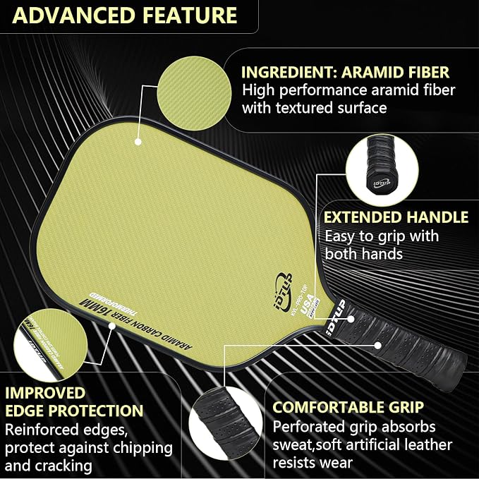 Pickleball Paddles,Pickleball Paddle,Carbon Fiber Pickle Ball Paddle-16MM,Hot Pressing Process Racket for Lightweight,Superior Control,Spin,Power and Consistency,USAPA Approved