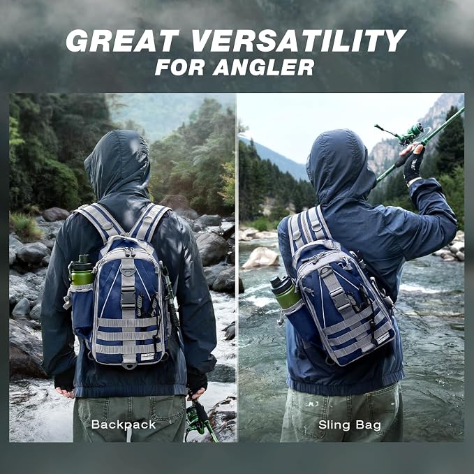 Ghosthorn Fishing Backpack with Tackle Boxes Fish Lip Gripper Pliers Lures Waterproof Tackle Bag with Rod Holder Fishing Gear