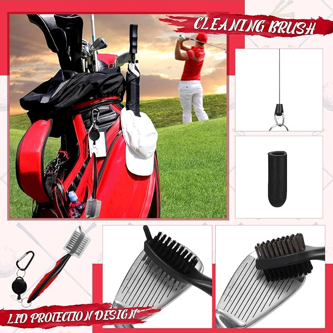 Syhood 21 Pcs Golf Accessories Kit Cleaning Kit Include Golf Brush, Towel, Groove Sharpener, Divot Repair Tool, Ball Alignment Portable Tool Gifts Graduation for Men