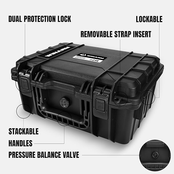 Fishing Reels Storage Case 15Inches,Heavy Duty Waterproof Fishing Wheel Protective Hard Case, Tackle Collection Holder Box, 9pcs Adjustable Shockproof Dividers (Black)