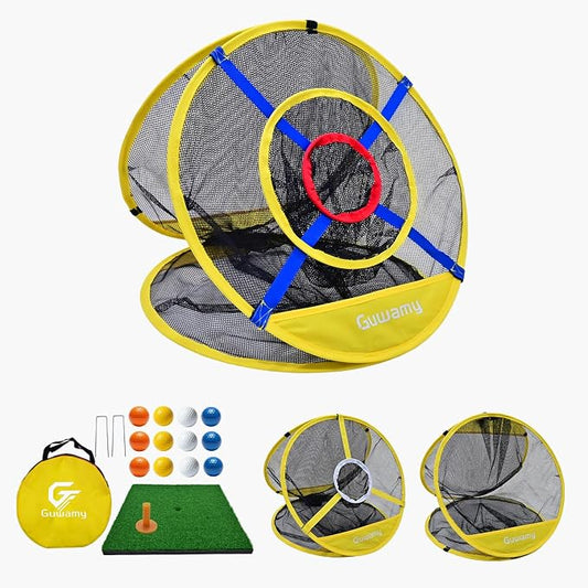 Pop Up 3-in-1 Golf Chipping Net – Circular Design for Relaxed Training, 3 Modes for Precision & Distance, Ideal Indoor/Outdoor Practice Kit, Golfer Gift