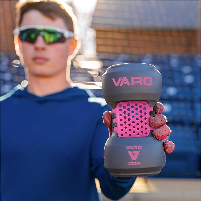 Varo COR Bat Training Weight, 20oz, for Baseball (MLB Authentic) - Classic Weight Feel - Improve Your On-Deck Swings and Power, Cushion Fit Eliminates Abrasion on the Bat - Pink/Graphite