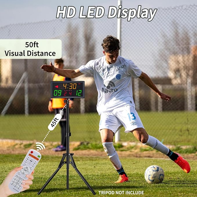 LED Electronic Scoreboard with Power Supply,Score Keeper with Timer Clock,Portable Digital Scoreboard with Remote for Corn Hole,Board Game,Indoor & Outdoor Game