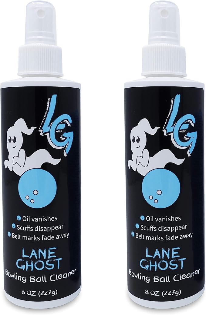 Lane Ghost Bowling Ball Cleaner Spray Kit - 2 Pack - USBC Approved - Oil, Scuff, and Belt Mark Cleaner - Restores Tack and Prolongs Lifespan of Ball