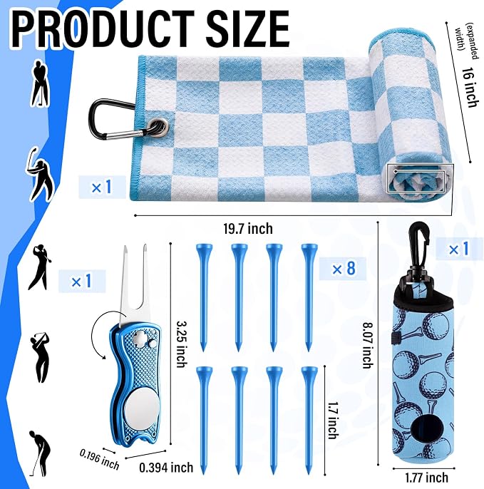 Liliful 12 Pcs Golf Accessories Kit, Include Golf Ball Bag with Hook Towel Tees Magnetic Ball Marker Divot Tool Cleaner Brush for Women Man Gifts