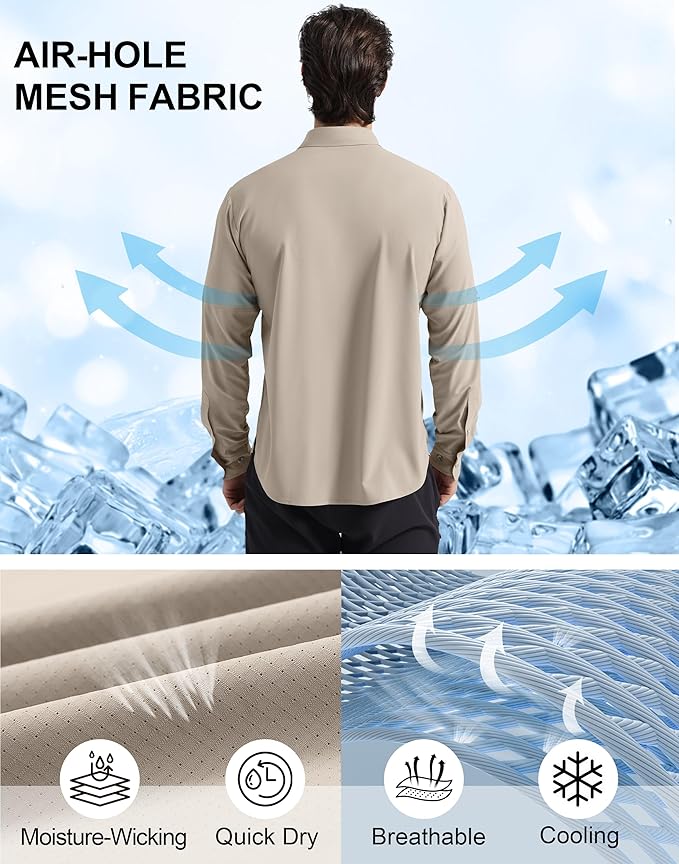 Pioneer Camp Men's Sun Protection Fishing Shirts UPF50+ Long Sleeve UV Quick Dry Cooling Shirts for Travel Camping Hiking