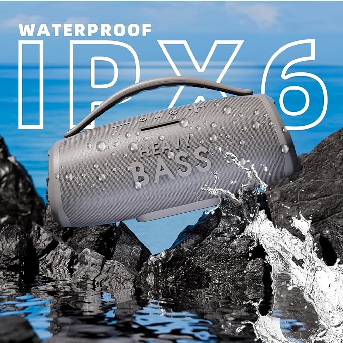 HEAVY BASS Speakers Bluetooth Wireless, 80W Max Loud Portable Speaker with Bass, 20H Playtime, IPX6 Waterproof, Dual Pairing, Perfect for Outdoor Camping,Beach