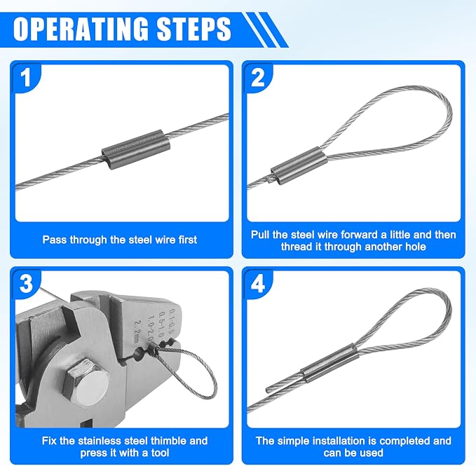 Fishing Crimping Tool Kit Wire Crimping Tool Stainless Steel Fishing Crimping Pliers with 300pcs Aluminum Crimp Sleeves Kit Effort-Saving Wire Crimper Tool, 4 Size Crimp Sleeves Fishing Tackle Pliers