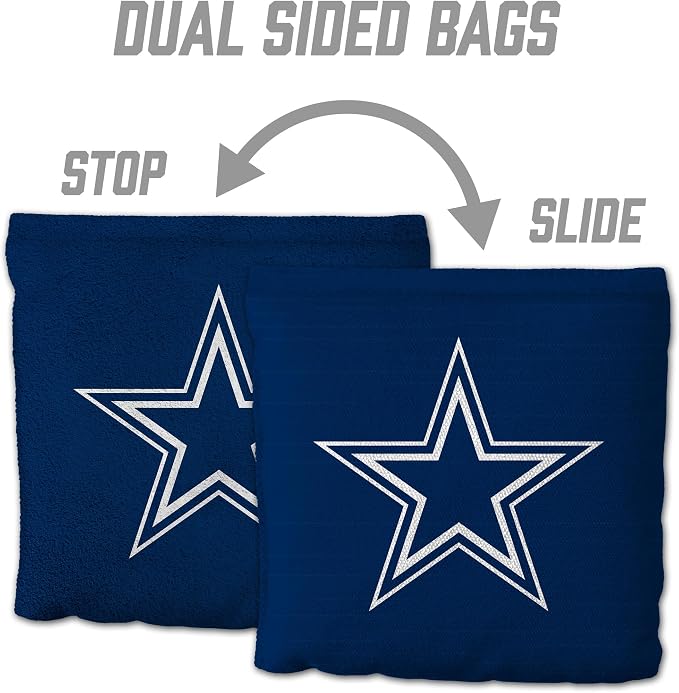 YouTheFan Officially-licensed NFL Set of 8 Cornhole Bags - All Weather Dual Sided Slide & Stop - regulation size