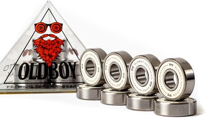 Oldboy Premium Skateboard Bearings, Set of 8 Bearings for Skateboards, Longboards, Inline Skates, Rollerblades, Super Lube Ball Bearings, Skateboard Accessories