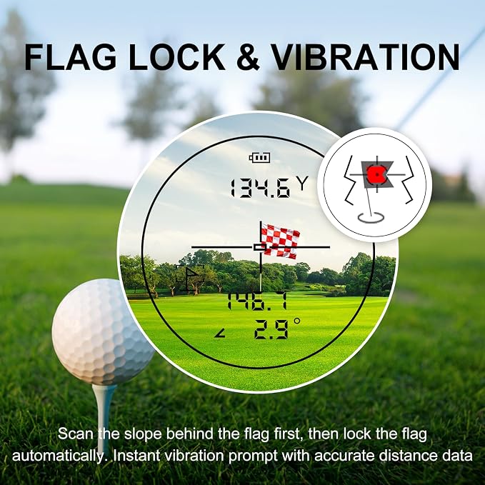 Golf Rangefinder with Slope & Magnet, 1000Y/1300Y Range Finder Golf, 6X Zoom, HD LCD, Flag Lock & Vibration, Rechargeable, Golf Accessories for Men